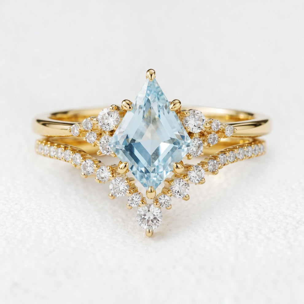 Celia’s Tide | Kite Cut Blue Aquamarine Bridal Set 2pcs