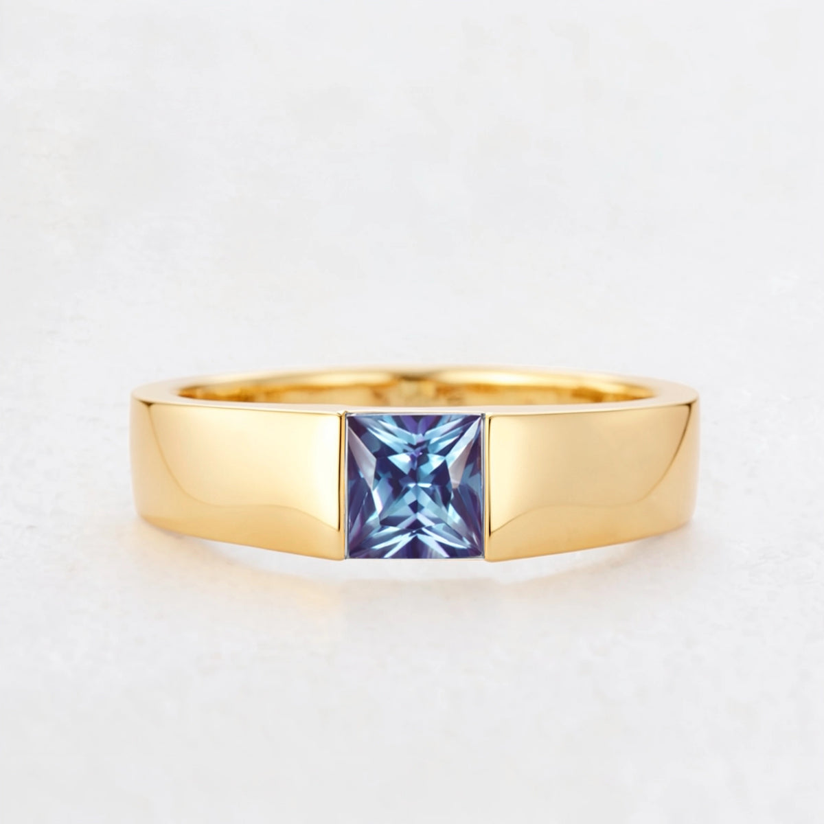 The Chameleon Prism | Princess Cut Alexandrite Men's Band.