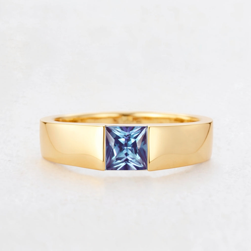 The Chameleon Prism | Princess Cut Alexandrite Men's Band.