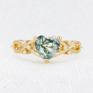 Alexandra’s Heart | Heart Cut Moss Agate Engagement Ring