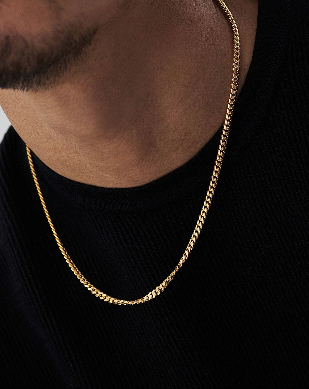 18K Gold Vermeil Mens Round Cuba Chain Necklace.