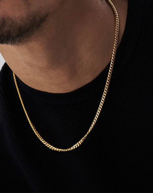 18K Gold Vermeil Mens Round Cuba Chain Necklace.