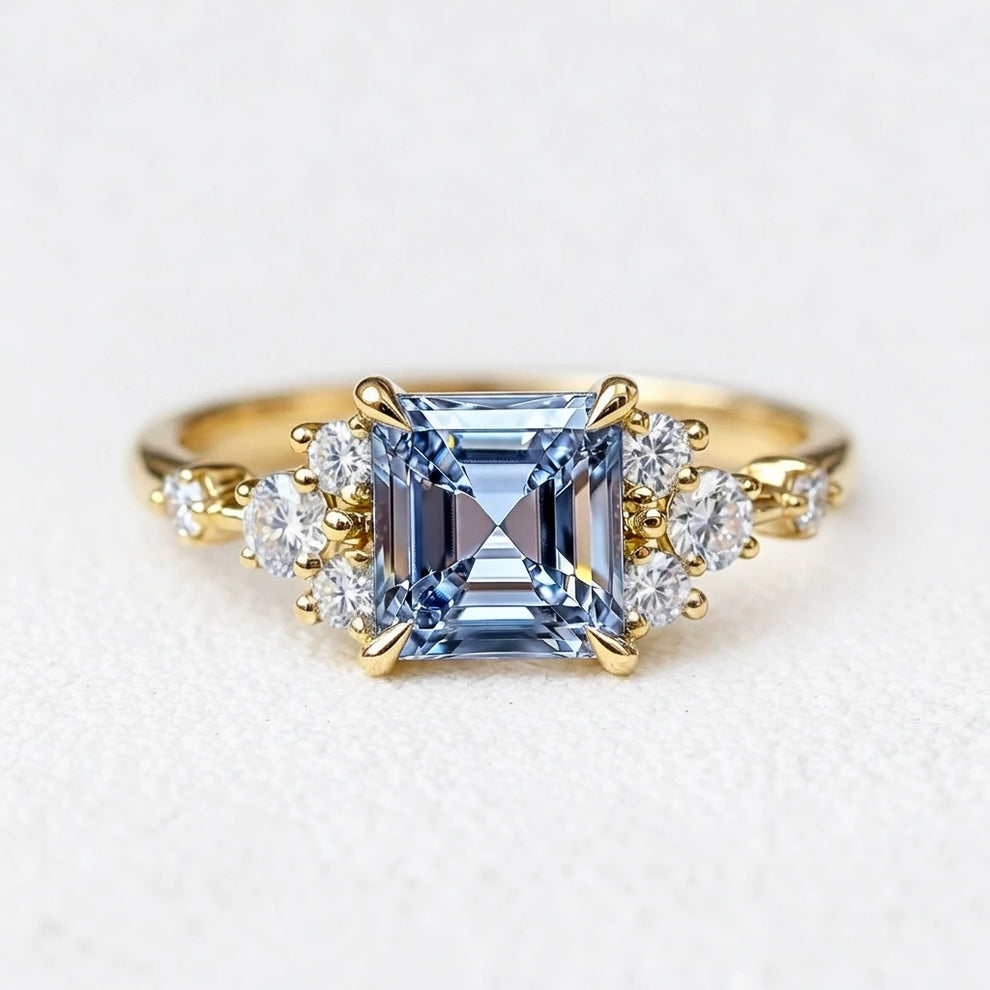 Eleonora’s Azure | 2CT Asscher Sapphire Solitaire Engagement Ring