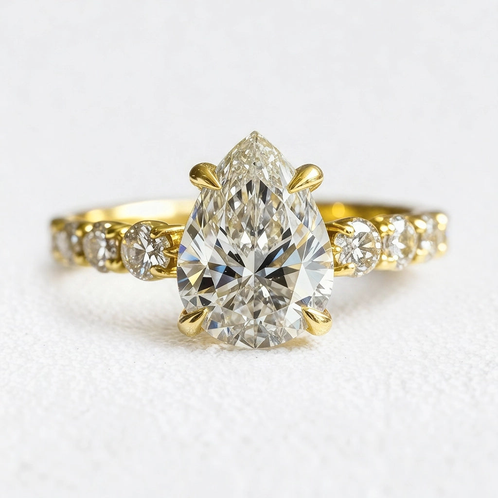 Aurora’s Radiance | 2CT Pear Cut Diamond Engagement Ring