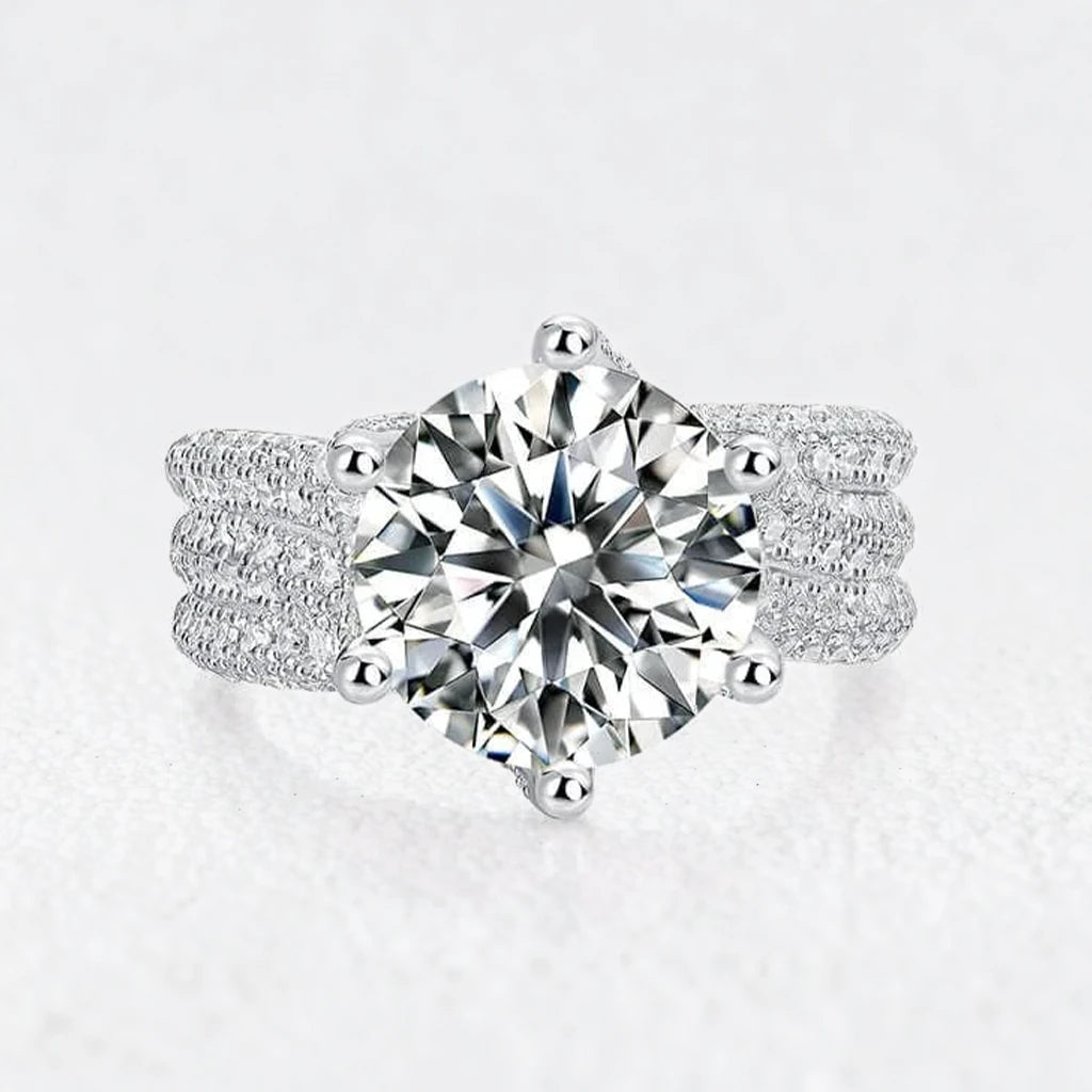 Solitaire Princess-Cut Silver Moissanite Statement Ring