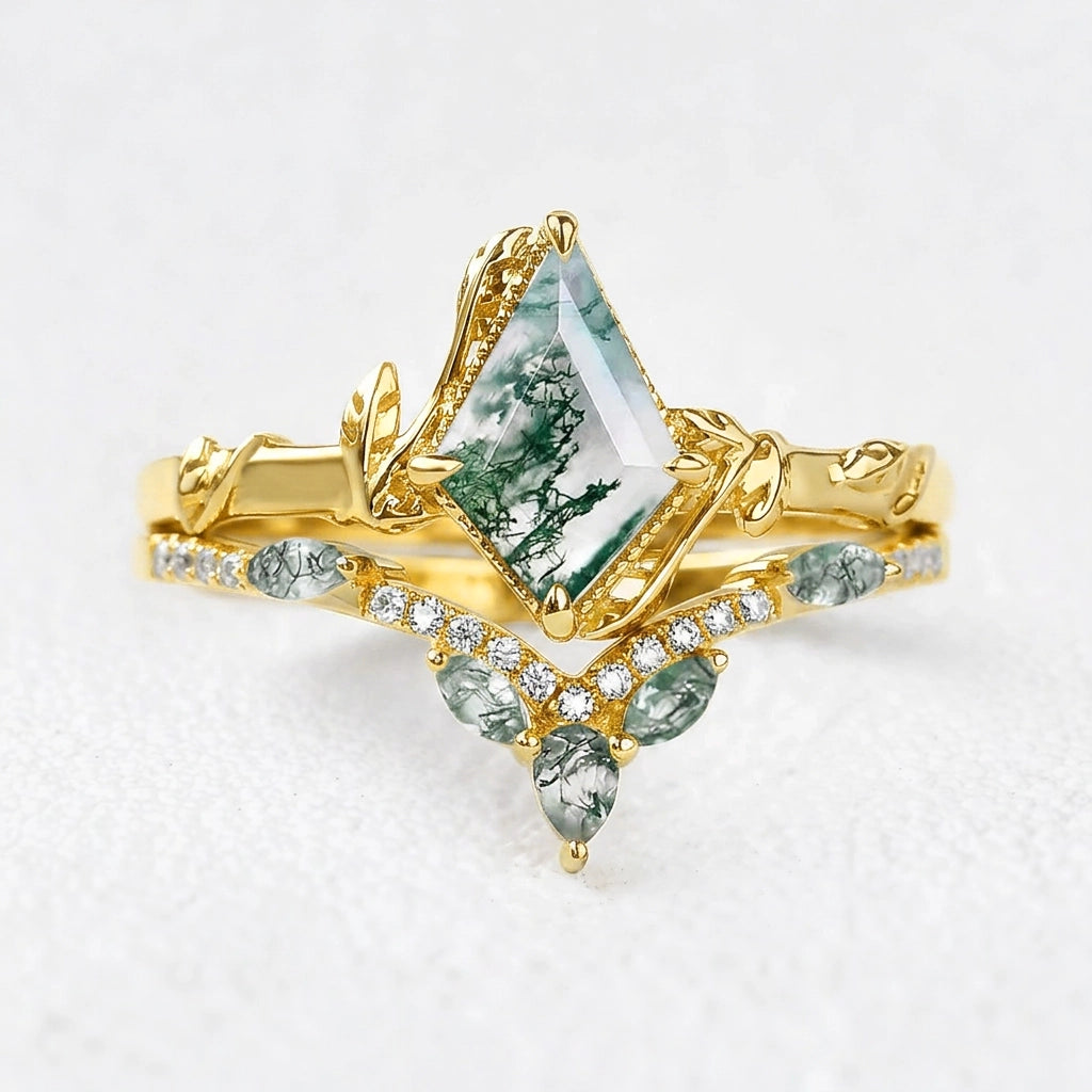 Isadora’s Twine | Kite Moss Agate Foliage Bridal Duo