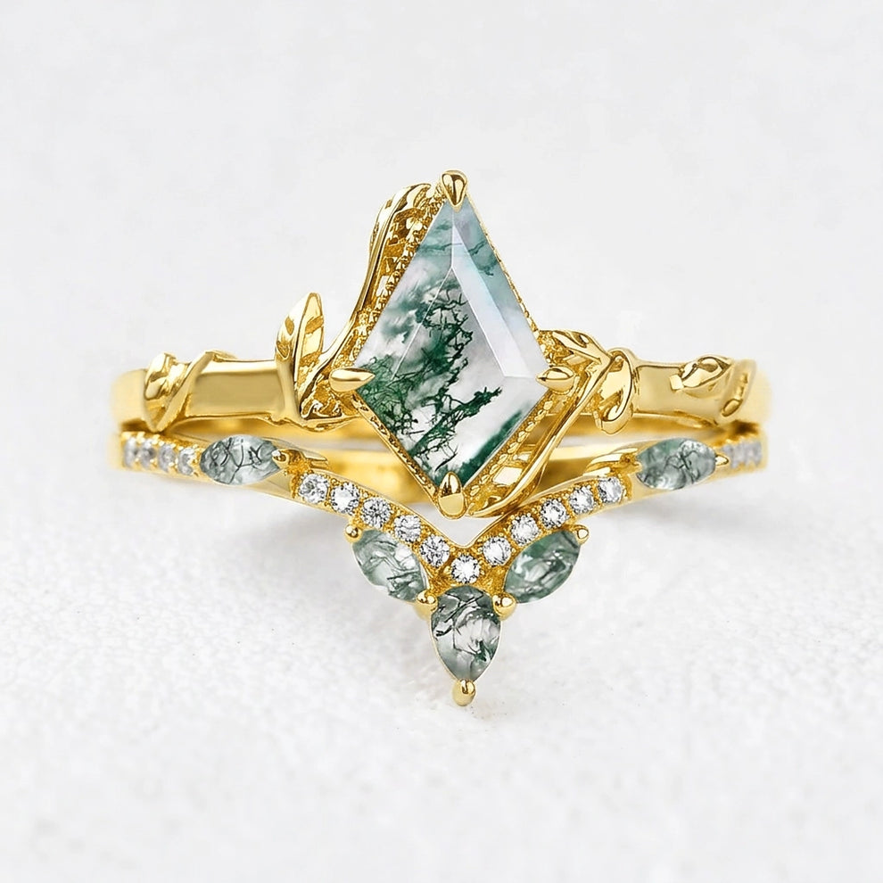 Isadora’s Twine | Kite Moss Agate Foliage Bridal Duo