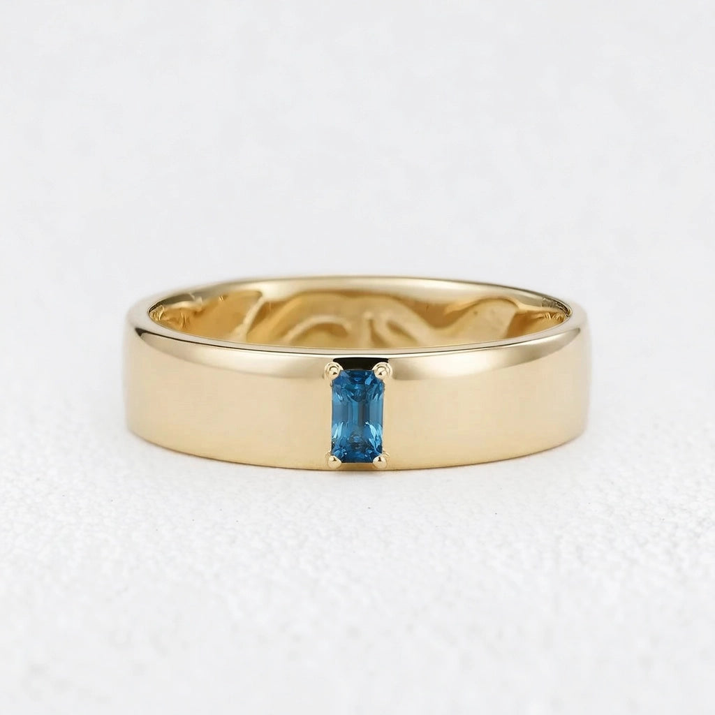 Nova’s Edge | Inner Engraved Baguette Blue Diamond Men’s Band