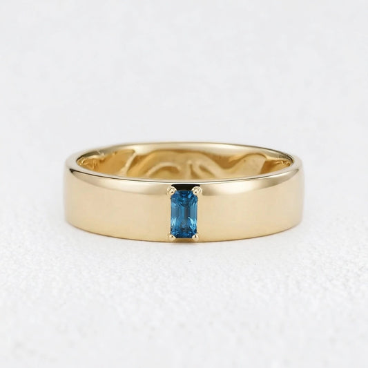 Nova’s Edge | Inner Engraved Baguette Blue Diamond Men’s Band