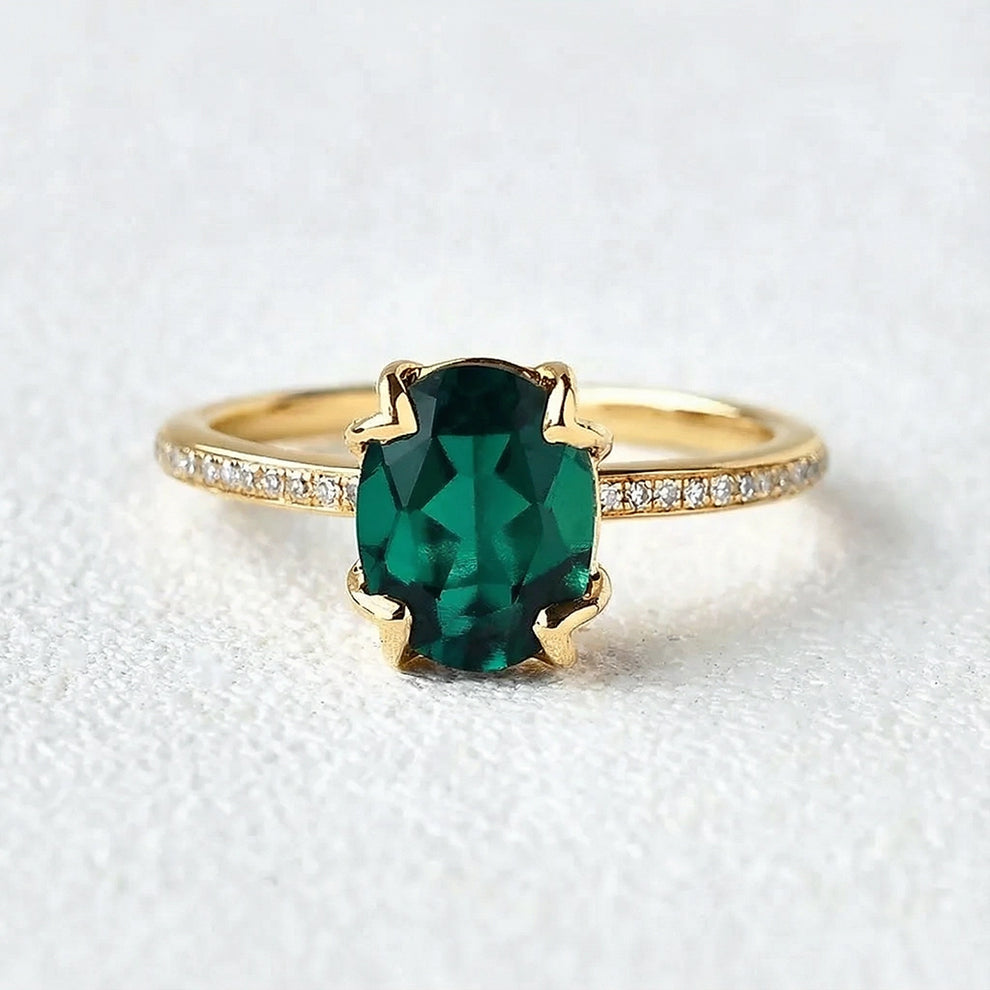 Vera's Grace | Vintage Oval Cut Natural Emerald Ring.