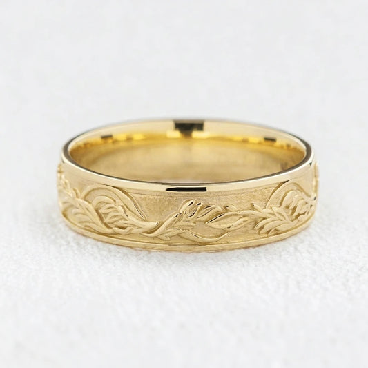 Timeless Promise | Wide Maple Leaf Wedding Band