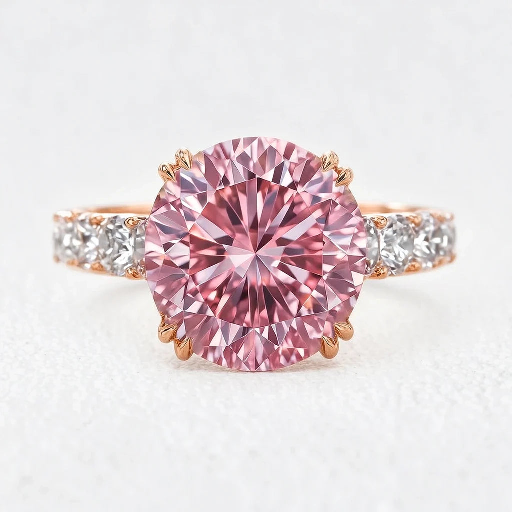 Victoria’s Brilliance | 3CT Round Pink Diamond Solitaire Engagement Ring