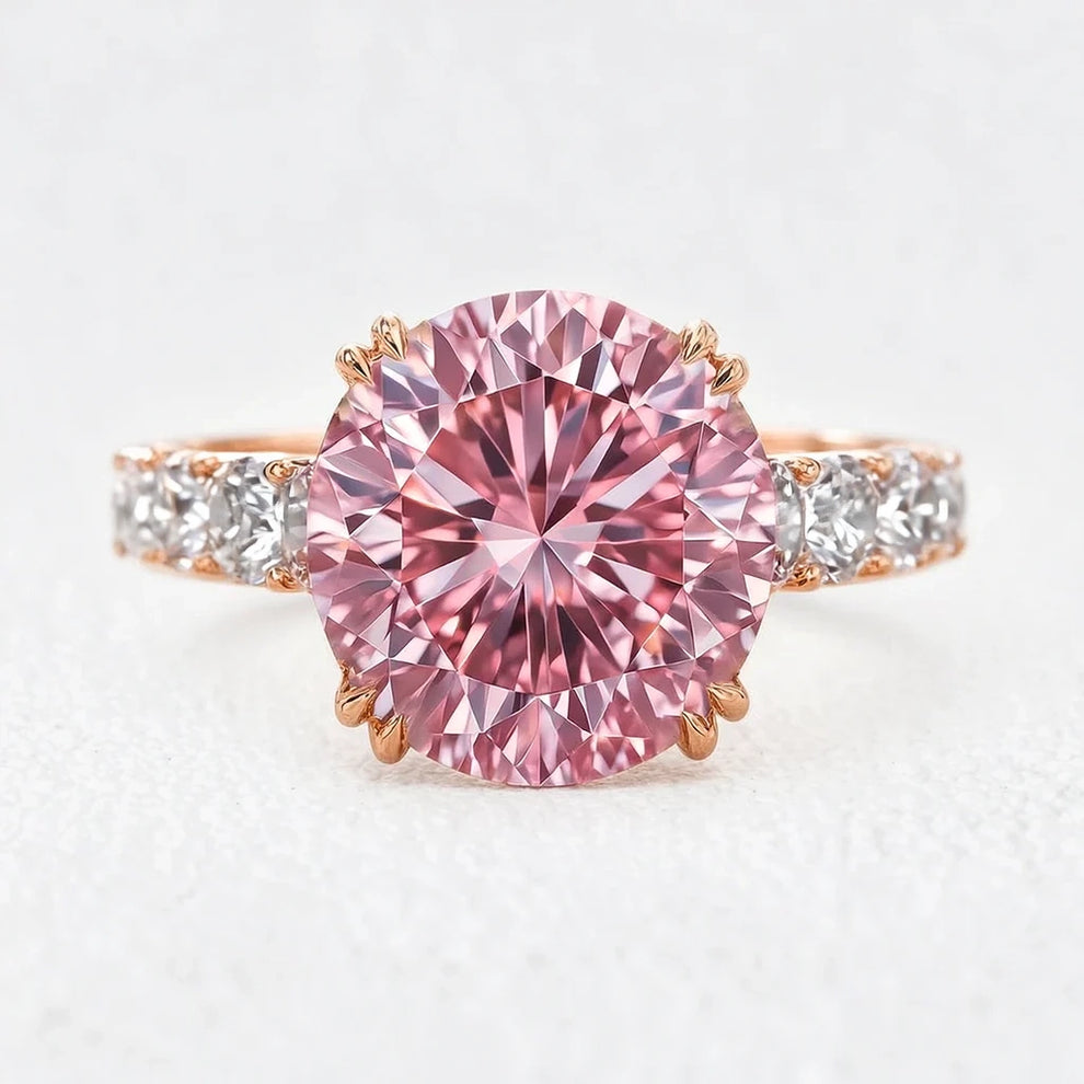 Victoria’s Brilliance | 3CT Round Pink Diamond Solitaire Engagement Ring