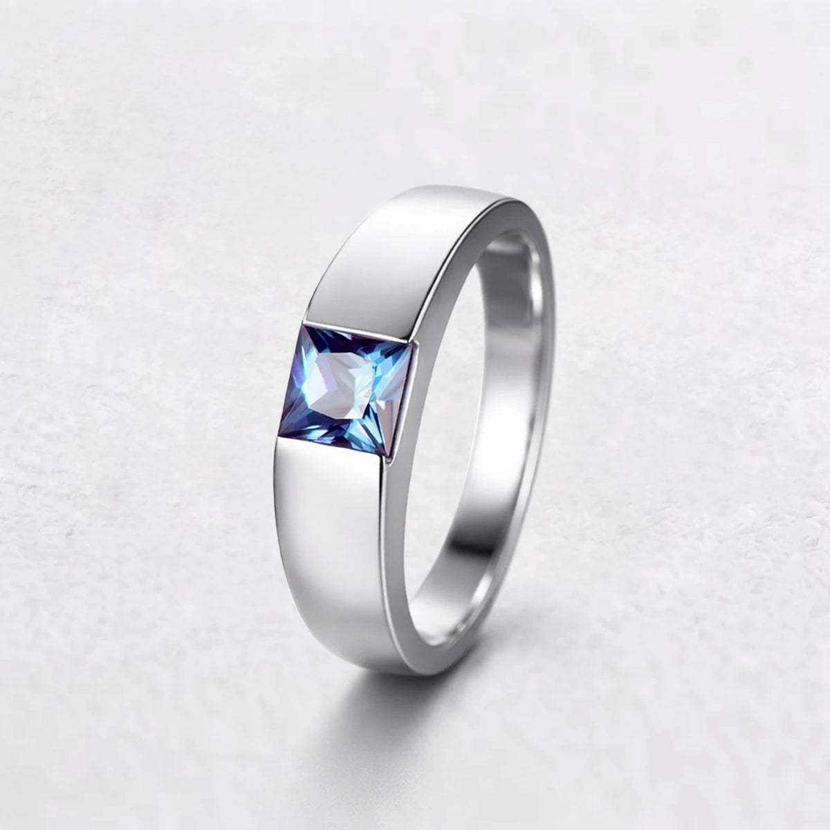 The Chameleon Prism | Princess Cut Alexandrite Men's Band.