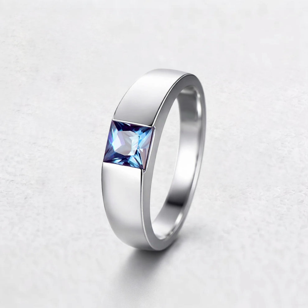 The Chameleon Prism | Princess Cut Alexandrite Men's Band.