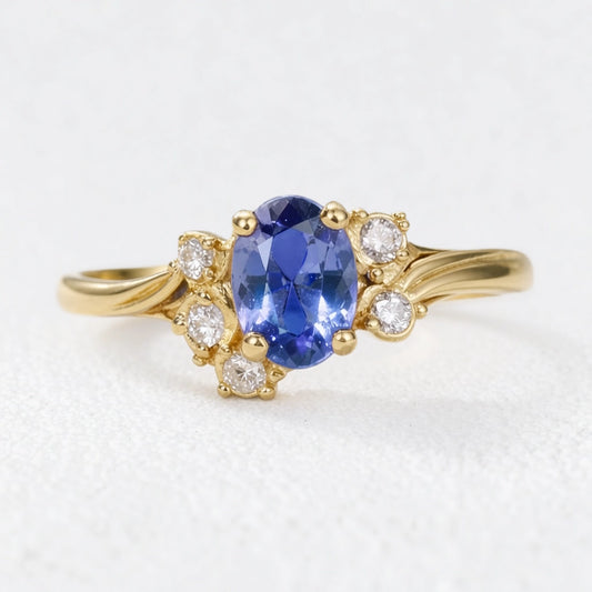 Vintage Twine | Oval  Blue Sapphire Solitaire Ring