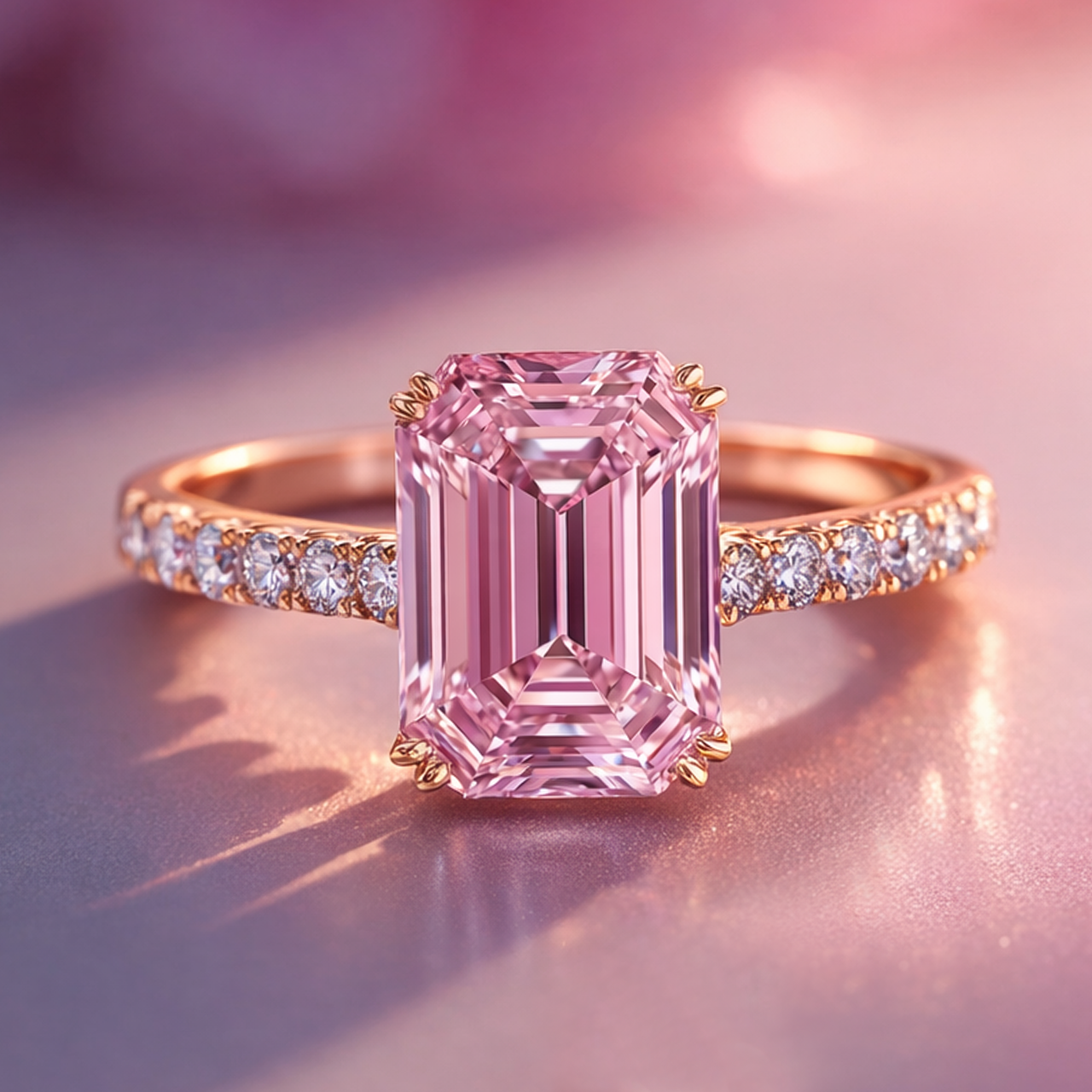 Celia‘s Luster | 2CT Emerald Cut Luxe Pink Ring