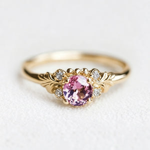 Luna’s Blush | Round Cut Rose Quartz Engagement Ring