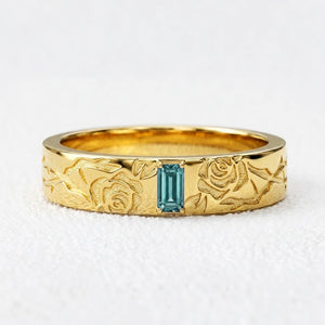 Alexandra's Thorn | Baguette Blue Diamond Men's Band