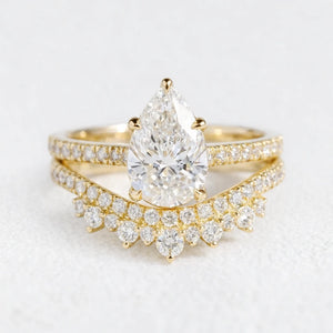 Grace’s Diadem | Vintage Pear Cut Lab Diamond Bridal Set 2pcs