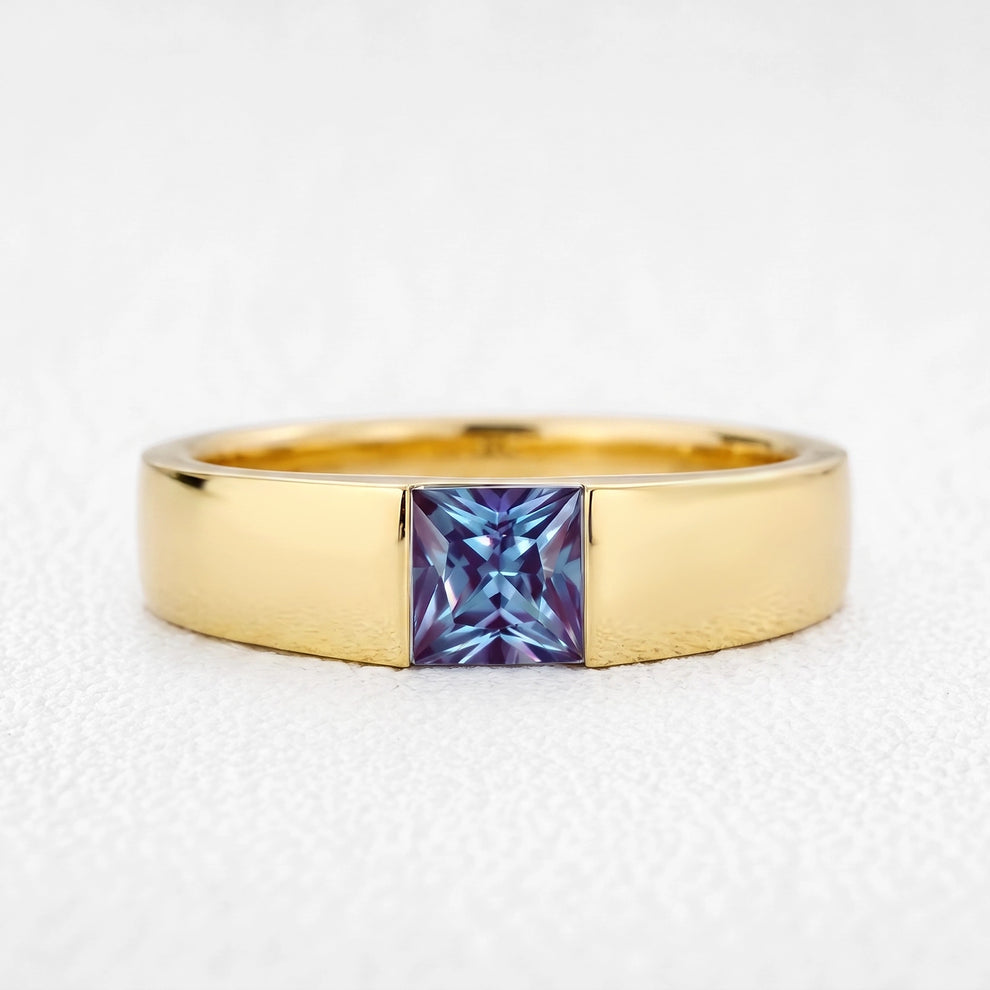 Sylvie’s Mirage | Alexandrite Pear Cluster & Princess Band Couple Set 3pcs