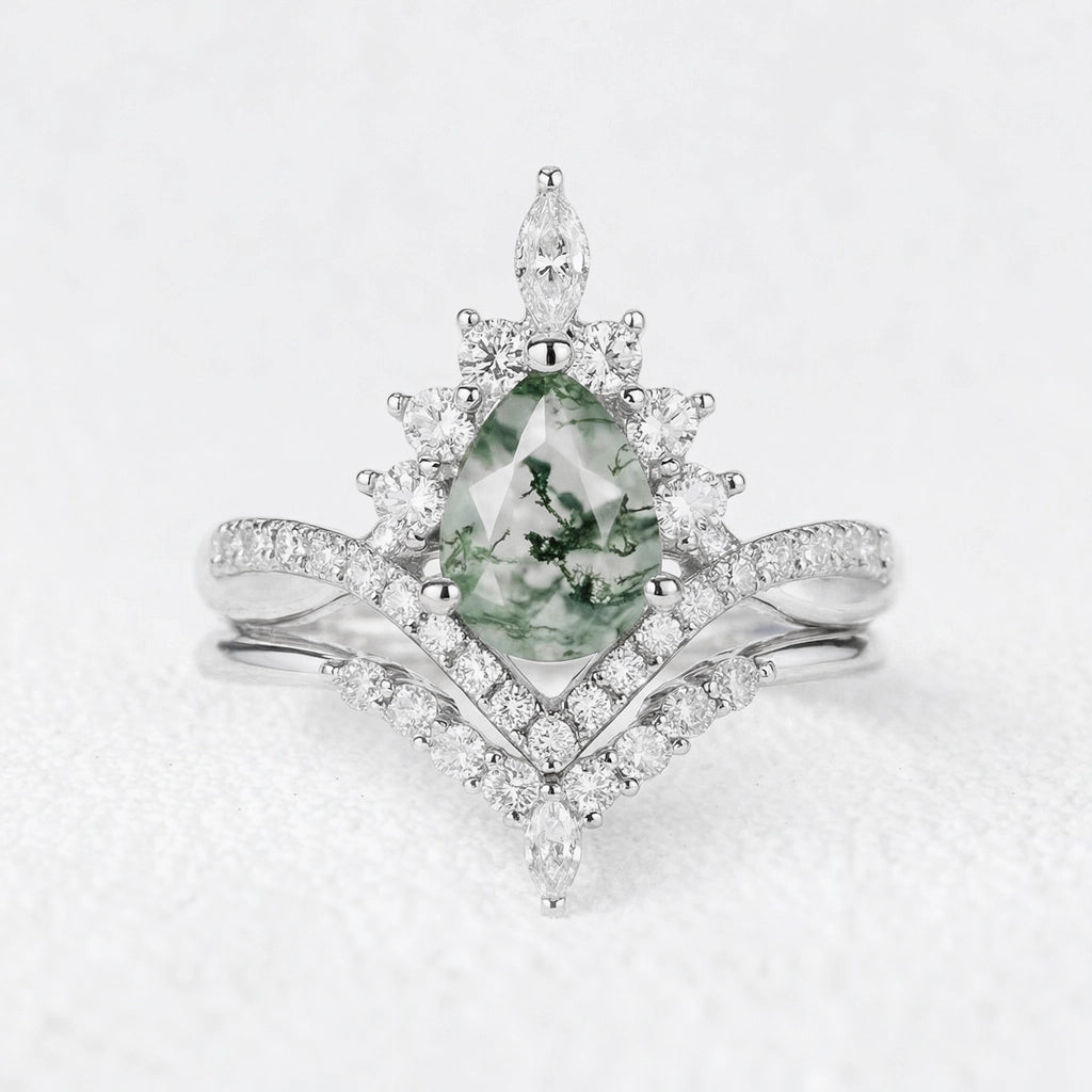 Alexandra’s Heritage | Pear Moss Agate Foliage Bridal Duo