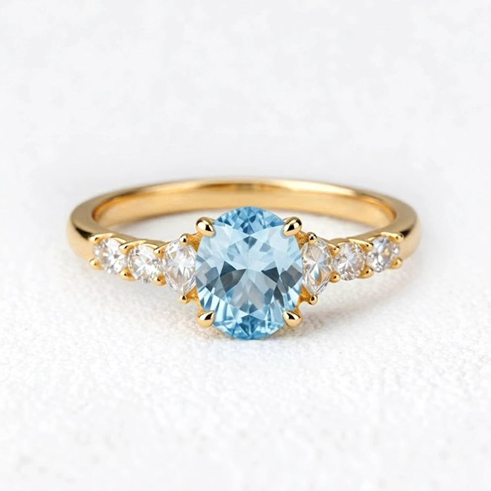Celia’s Aqua | Oval Sea Blue Sapphire Engagement Ring