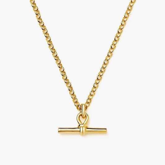 The T-Bar Link | Yellow Gold Plated Chunky Silver Chain Necklace