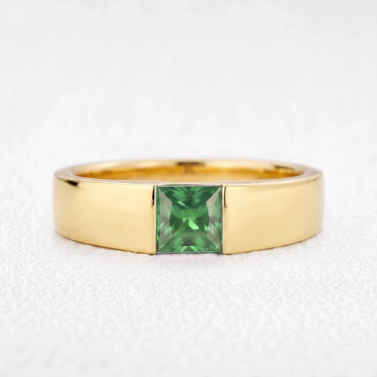 Orion’s Aurora | Princess-Cut Green Sapphire Men’s Band