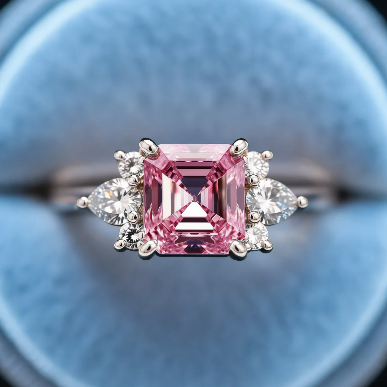 Liora‘s Whisper | 2CT Asscher Cut Pink Solitaire Ring.