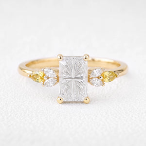 Joséphine’s Parterre | Fantasy-Cut Rectangular White Sapphire Cluster Engagement Ring