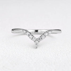 Celine’s Radiance | Round Diamond Half Eternity Chevron Wedding Band