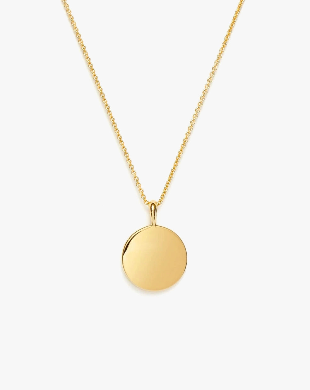 18K Gold Plated Vermeil Engravable Round Necklace.