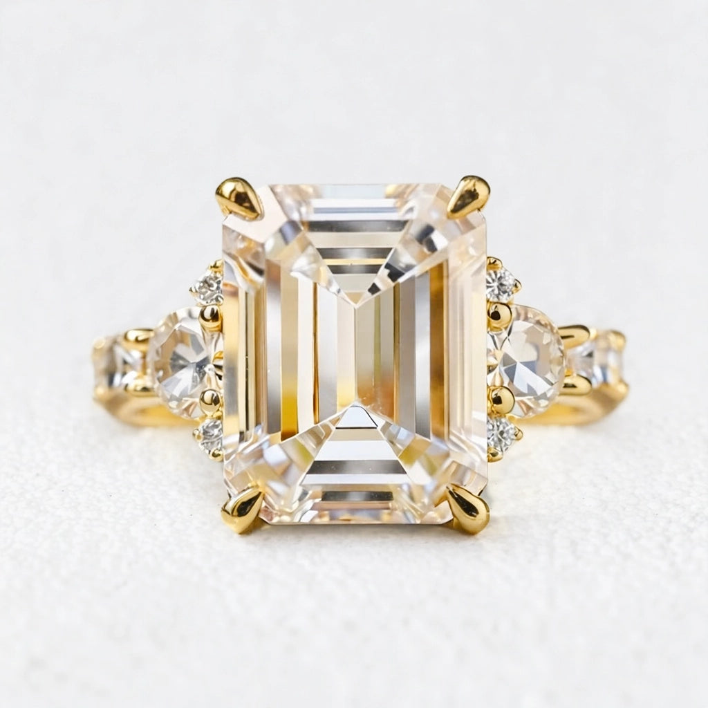 Alexandra’s Radiance | 3CT Emerald Cut Diamond Solitaire Engagement Ring