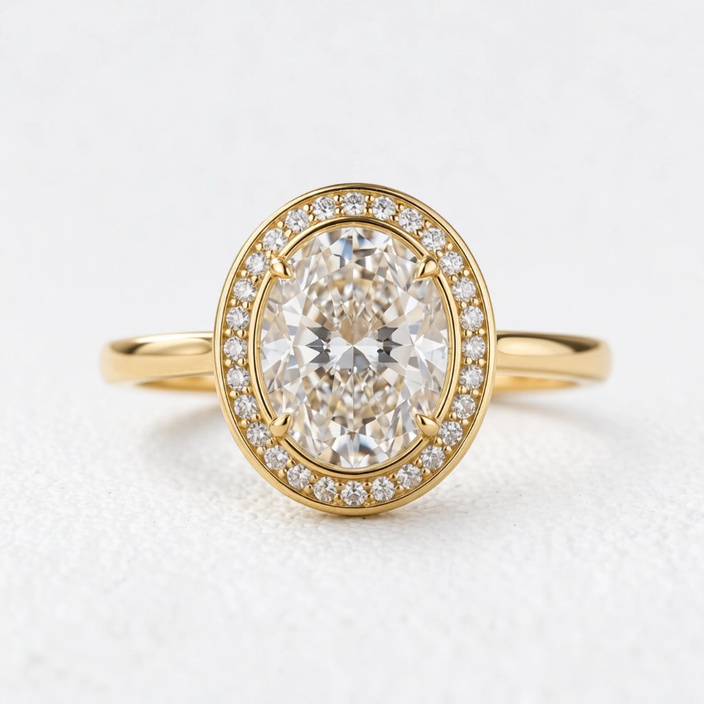 Astra’s Prism | 3CT Oval Diamond Halo Engagement Ring