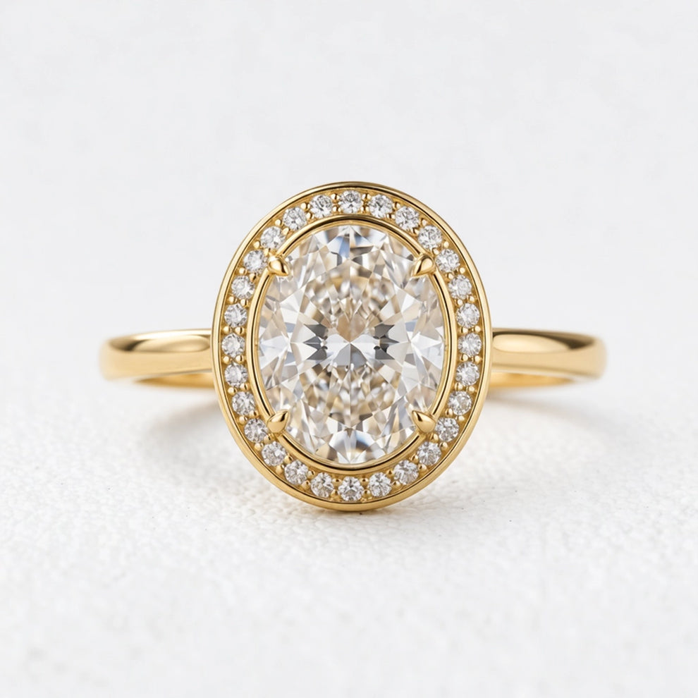 Astra’s Prism | 3CT Oval Diamond Halo Engagement Ring