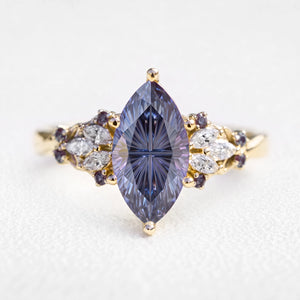 Eleonora’s Eclipse | 2CT Fantasy-Cut Marquise Alexandrite Vintage Engagement Ring
