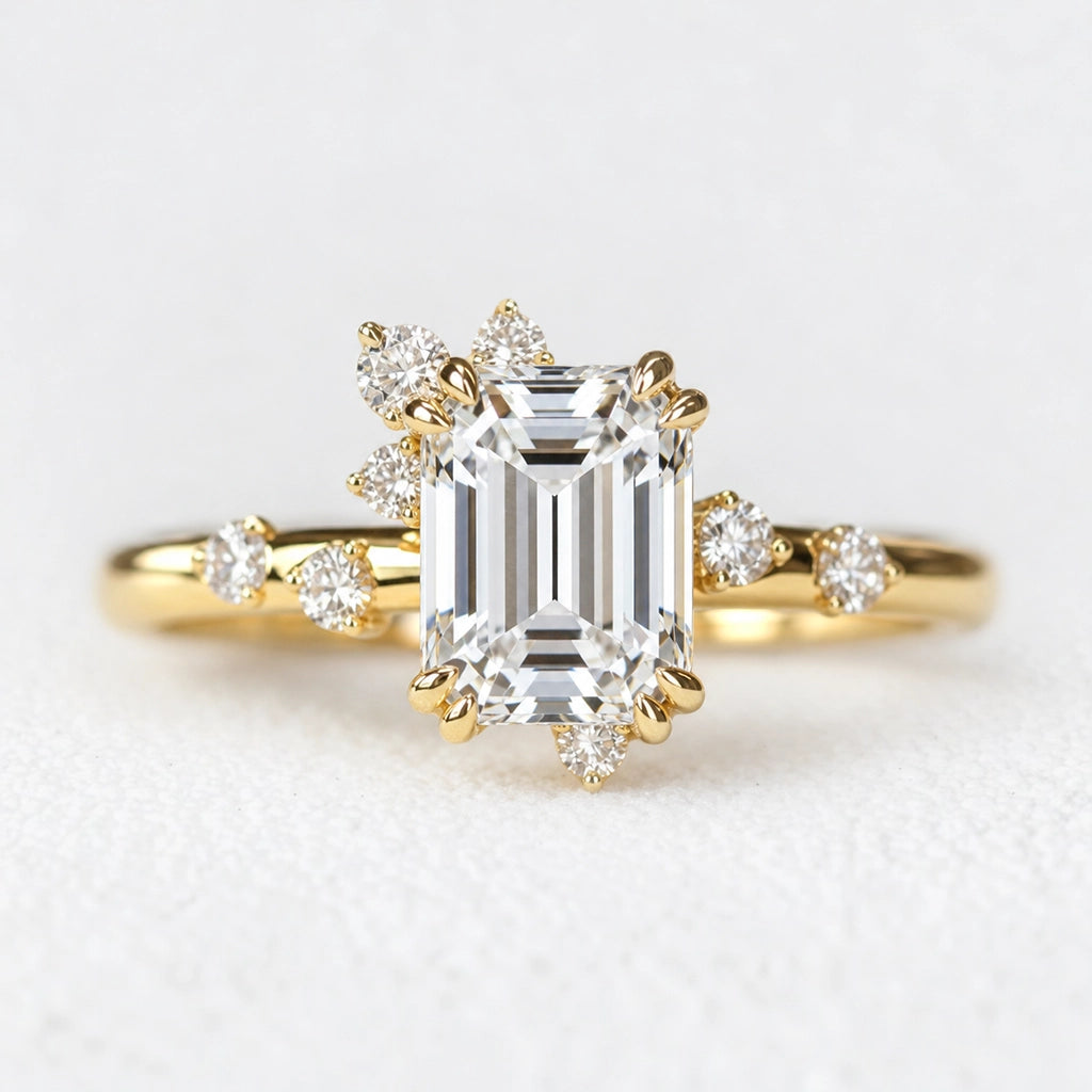 Alexandra’s Radiance | 3CT Vintage Emerald Cut Diamond Solitaire Engagement Ring