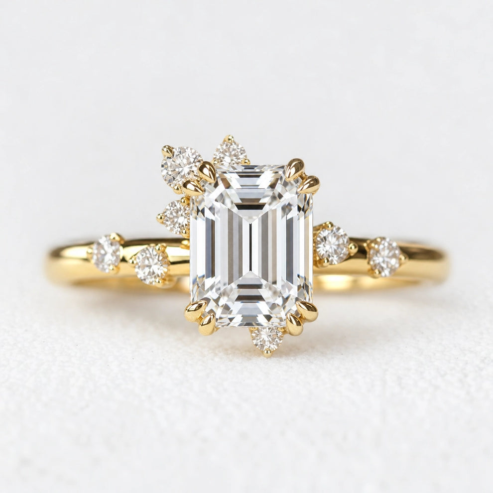 Alexandra’s Radiance | 3CT Vintage Emerald Cut Diamond Solitaire Engagement Ring