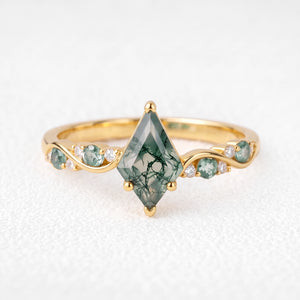 Flora’s Sprig | Kite Moss Agate Botanical Engagement Ring