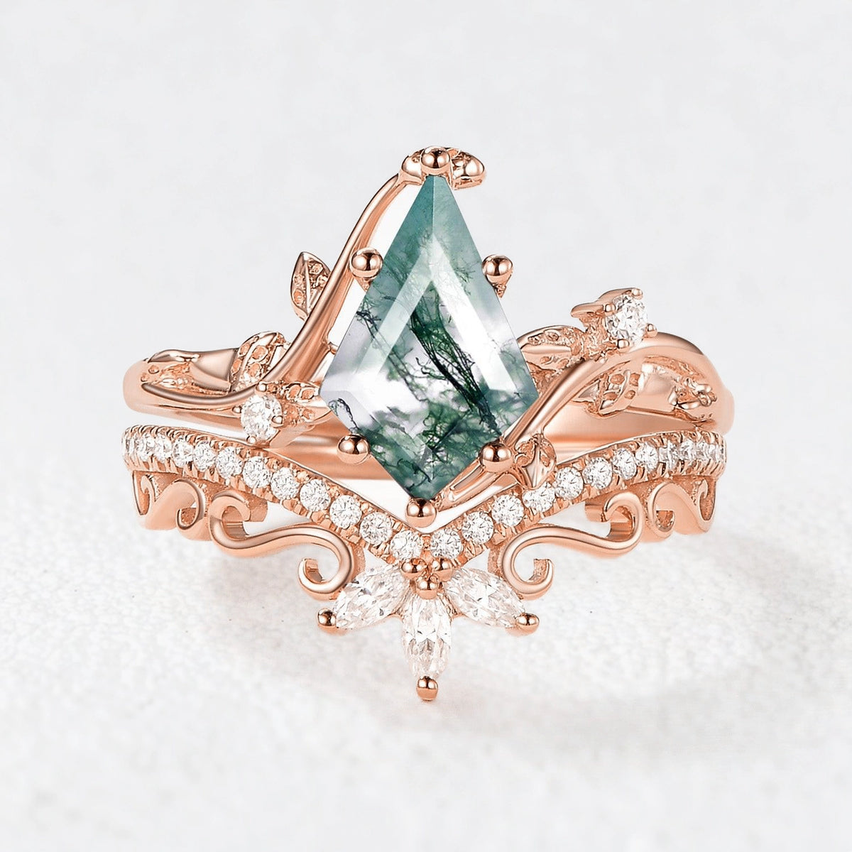 Alexandra's Heritage | Kite Moss Agate Bridal Duo