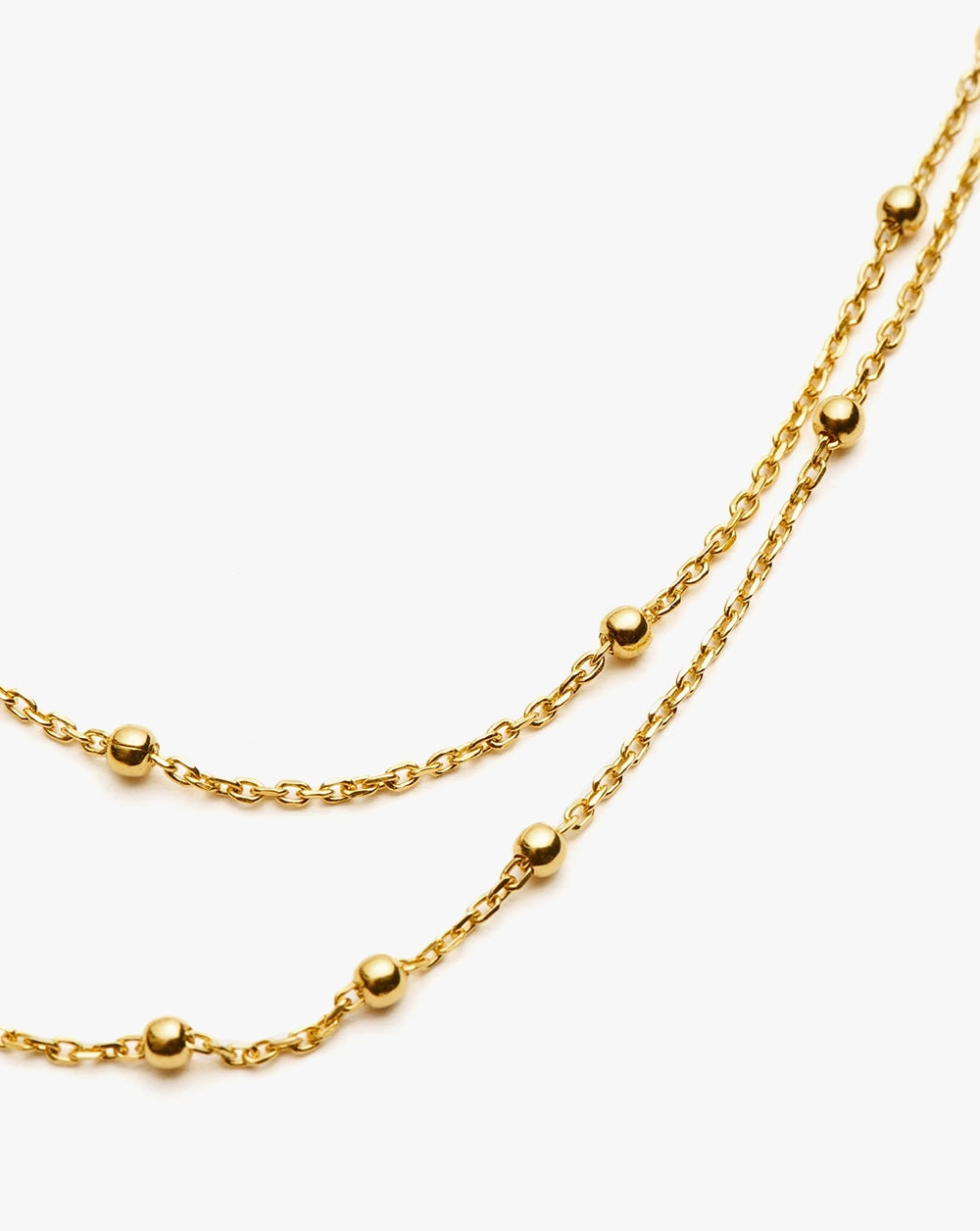 18K Gold Vermeil Double Chain Necklace.