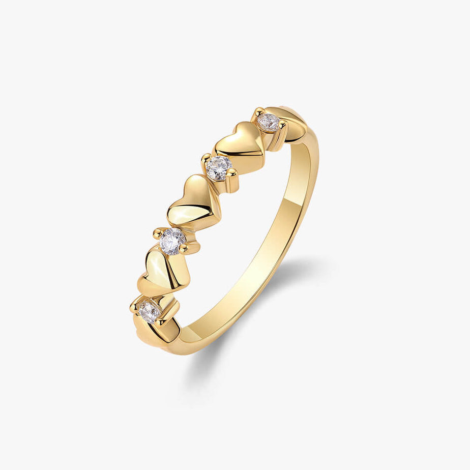 Heart-Shaped Gold Stacking Ring