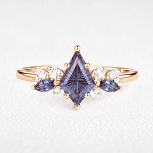 Alexandria’s Aurora | Kite Fantasy-Cut Alexandrite Cluster Engagement Ring