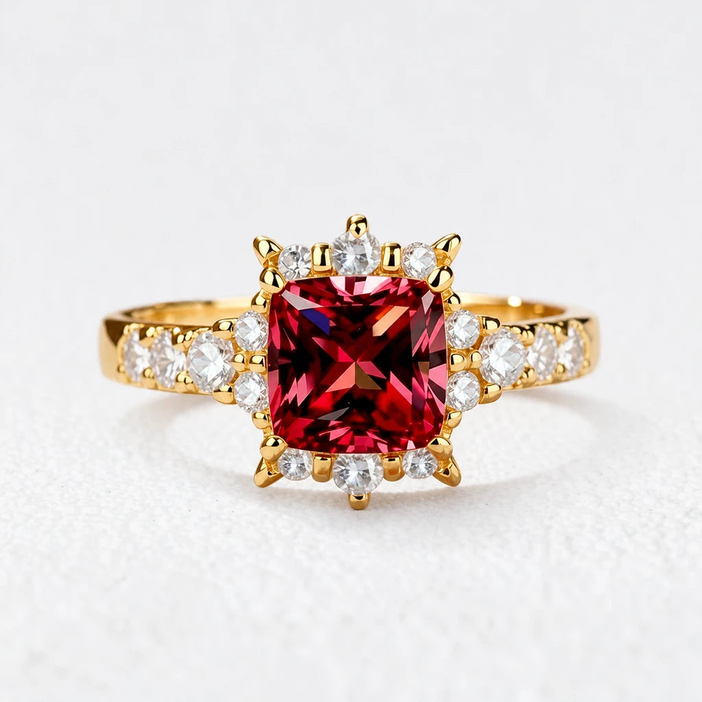 Aurora‘s Cardinal | Princess Cut Ruby Solitaire Ring