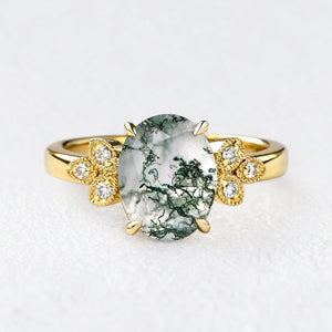 Isadora's Vitality | Oval Moss Agate Engagement Ring