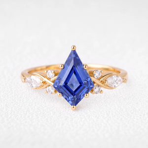 Aphrodite’s Iris | Kite-Cut Blue Sapphire Foliage Engagement Ring