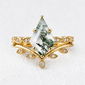 Genevieve’s Imprint | Kite Moss Agate Foliage Bridal Duo