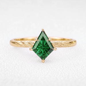 Alexandra’s Aigrette | Kite Fantasy-Cut Emerald Solitaire Engagement Ring