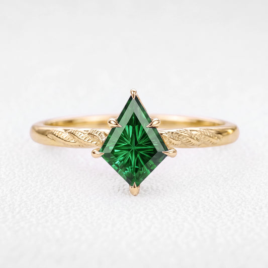 Alexandra’s Aigrette | Kite Fantasy-Cut Emerald Solitaire Engagement Ring
